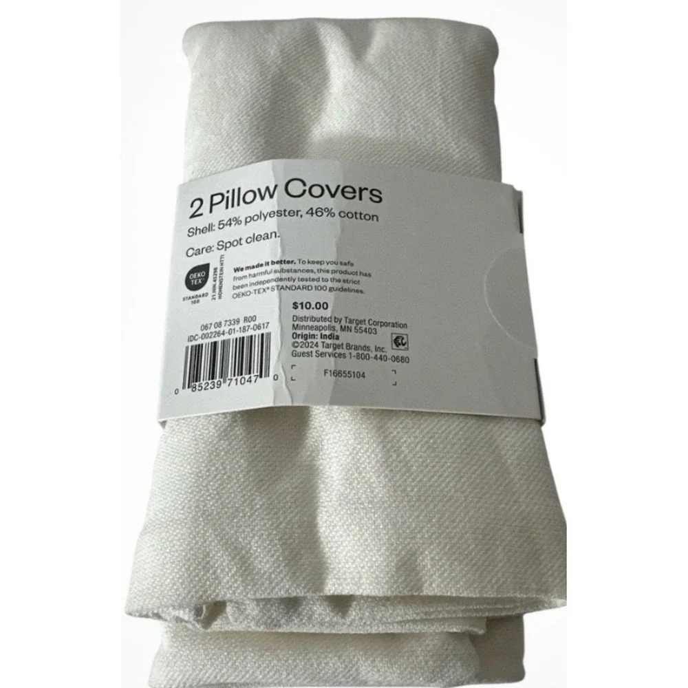 Room Essentials 2 Pack Pillow Covers 16x16 Cream Off White Textured Square New